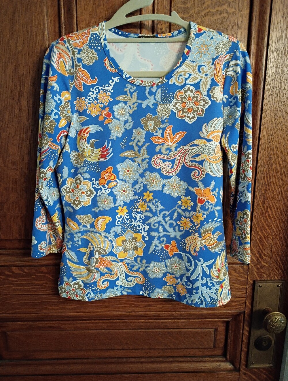 J. McLaughlin Multicolor Floral Swim Top with Blue Trim